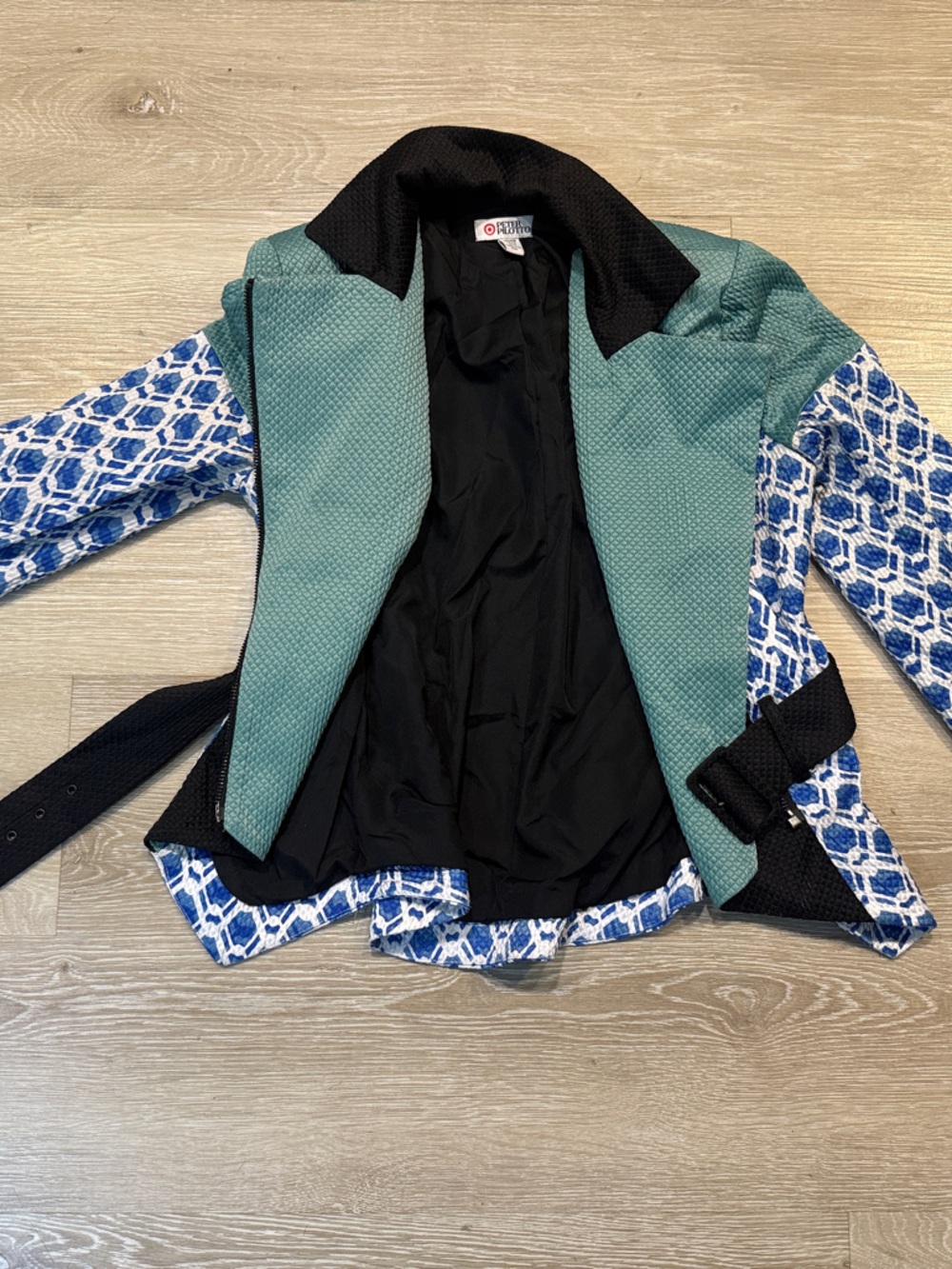 Peter Pilotto Girls' Teal & Blue Pattern Print Belted Blazer
